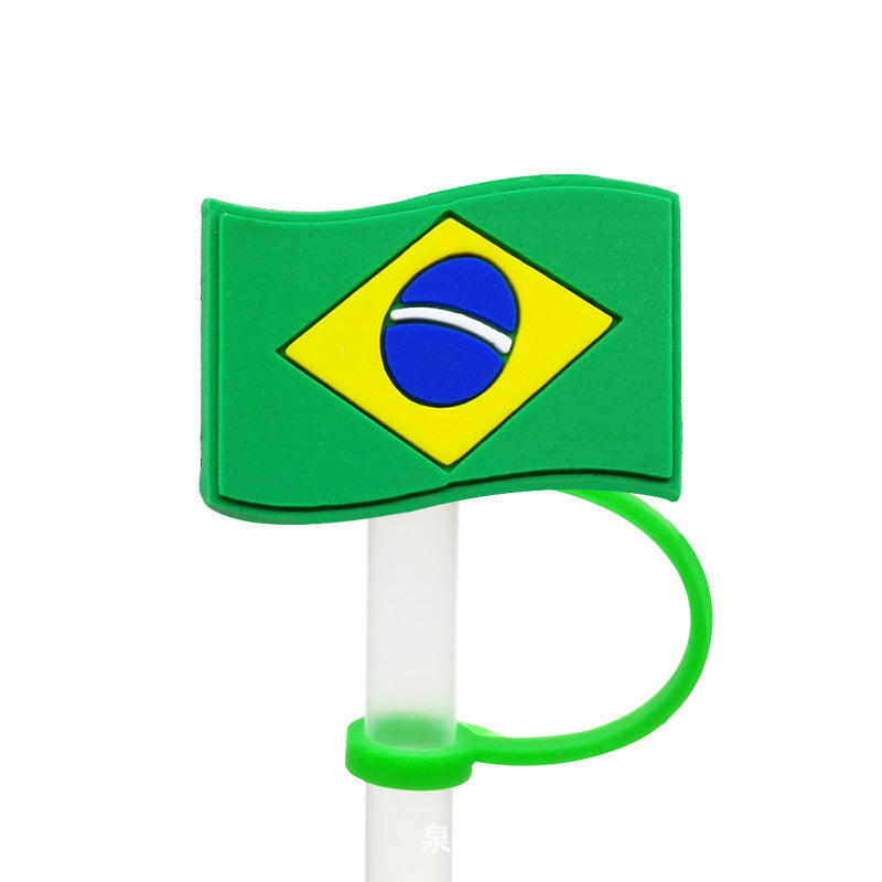 Wholesale of 10pcs Flag Series Silicone Straw Sets